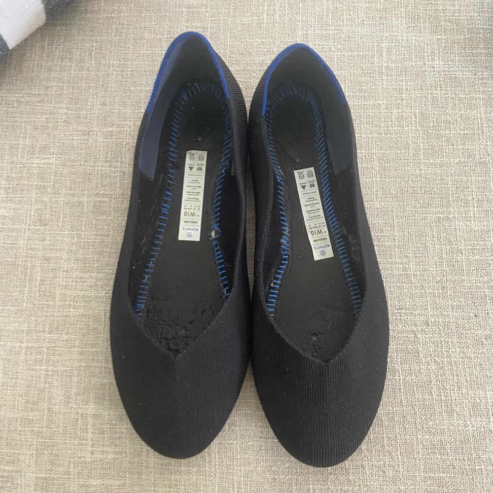 ROTHY’S The Point Black Knit Slip On Ballet Shoes Flats Rounded Toe Size W10